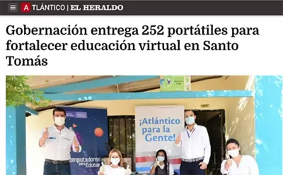 Gobernaci&oacute;n entrega 252 port&aacute;tiles para fortalecer educaci&oacute;n virtual en Santo Tom&aacute;s