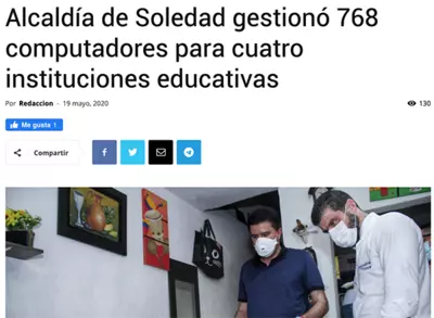 Alcald&iacute;a de Soledad gestion&oacute; 768 computadores para cuatro instituciones educativas