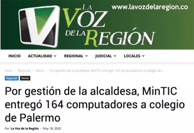 Por gesti&oacute;n de la alcaldesa, MinTIC entreg&oacute; 164 computadores a colegio de Palermo