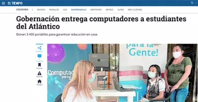 Gobernaci&oacute;n entrega computadores a estudiantes del Atl&aacute;ntico Donan 3.400 port&aacute;tiles para garantizar educaci&oacute;n en casa