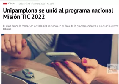Unipamplona se uni&oacute; al programa nacional Misi&oacute;n TIC 2022
