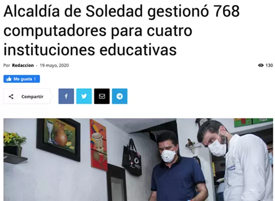 Alcald&iacute;a de Soledad gestion&oacute; 768 computadores para cuatro instituciones educativas