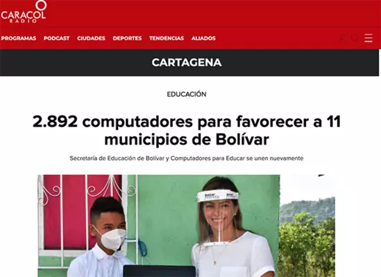 2.892 computadores para favorecer a 11 municipios de Bol&iacute;var