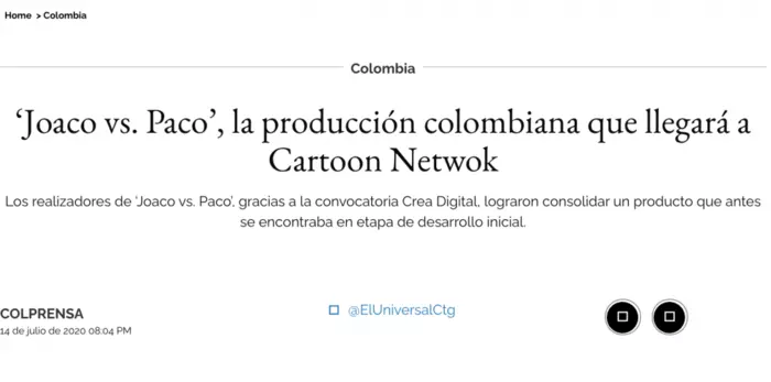 &lsquo;Joaco vs. Paco&rsquo;, la producci&oacute;n colombiana que llegar&aacute; a Cartoon Network